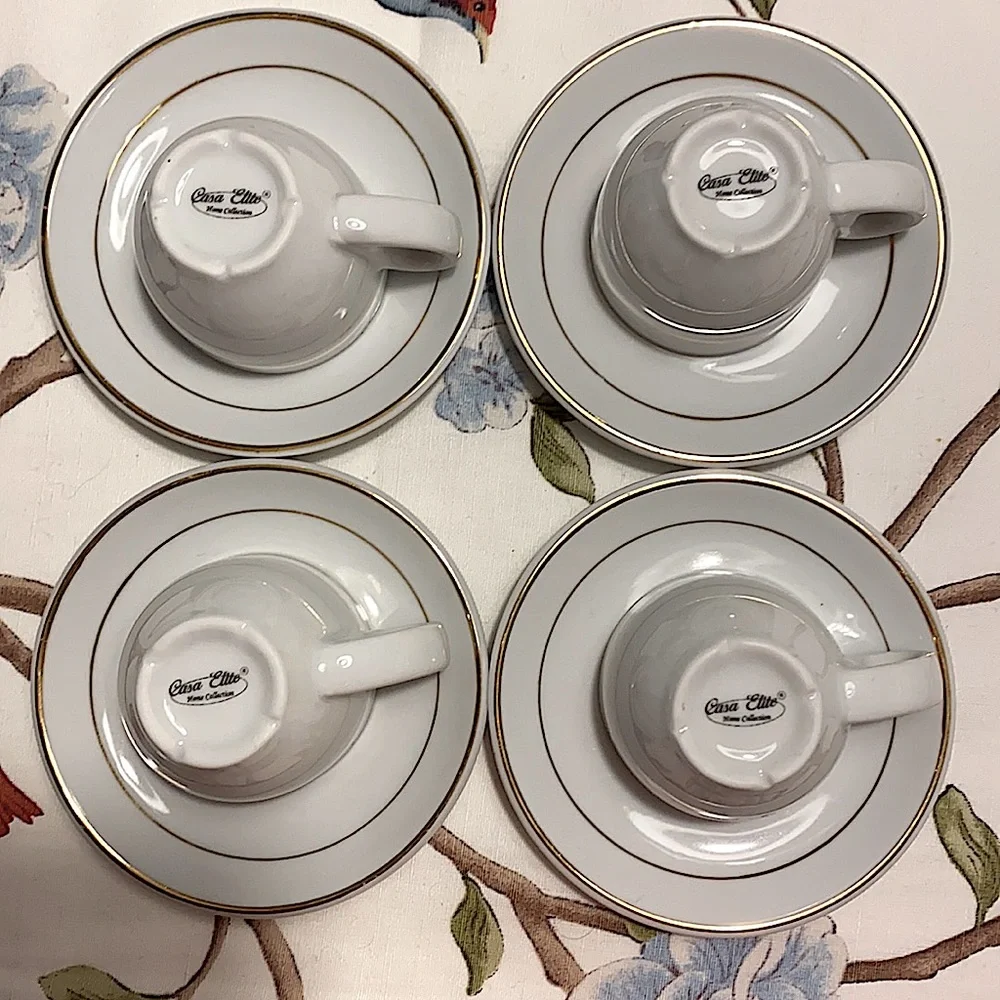 Casa Elite Mini Cups and Saucers With Gold Rims